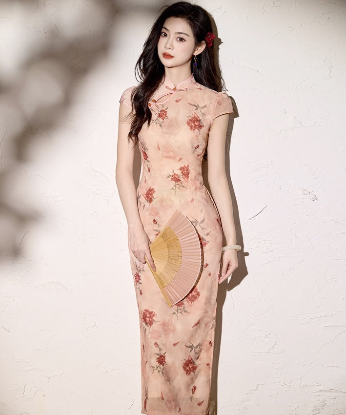 Azure Porcelain Bloom Cheongsam Dress