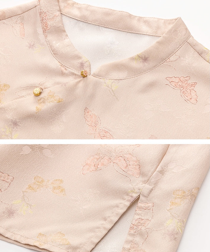 Butterfly Veil Silk Cheongsam Top
