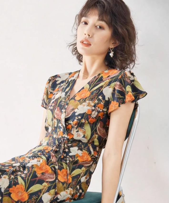 Autumn Garden Wrap Dress