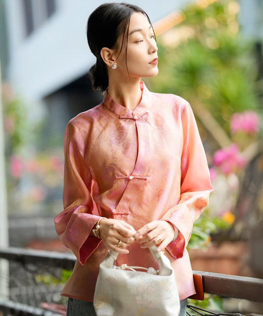 Peach Luster Cheongsam Silk Top