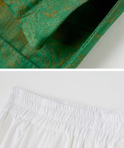 Celeste Cheongsam Top & White Pants Set