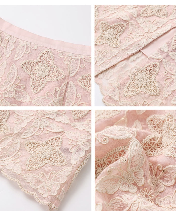 Serenelle Blush Lace Cheongsam Set