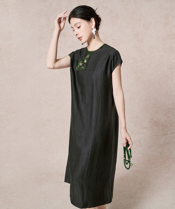 Emerald Oriental-Inpired Silk Dress