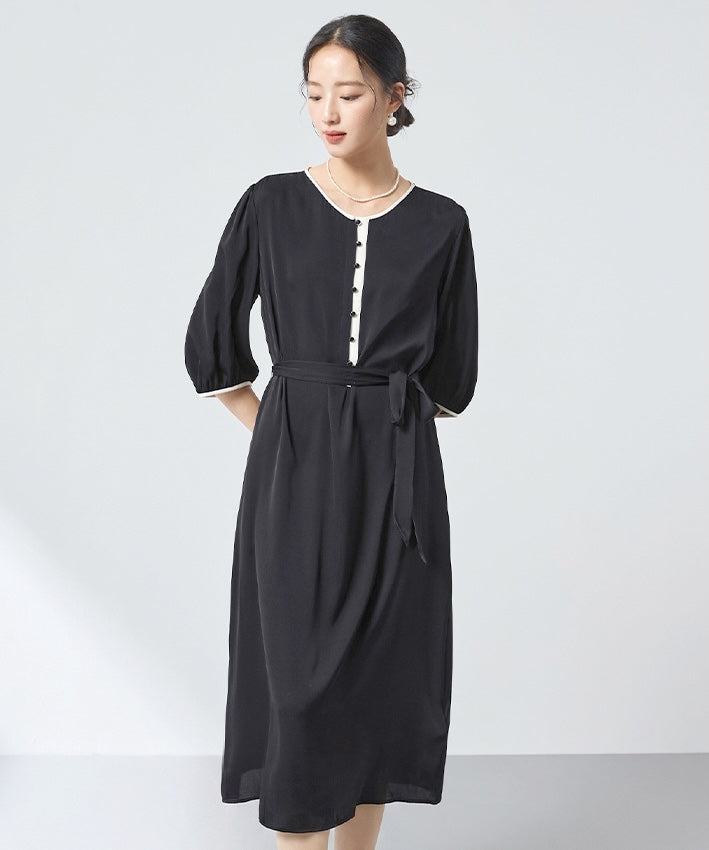 Obsidian Buttoned Midi Dress