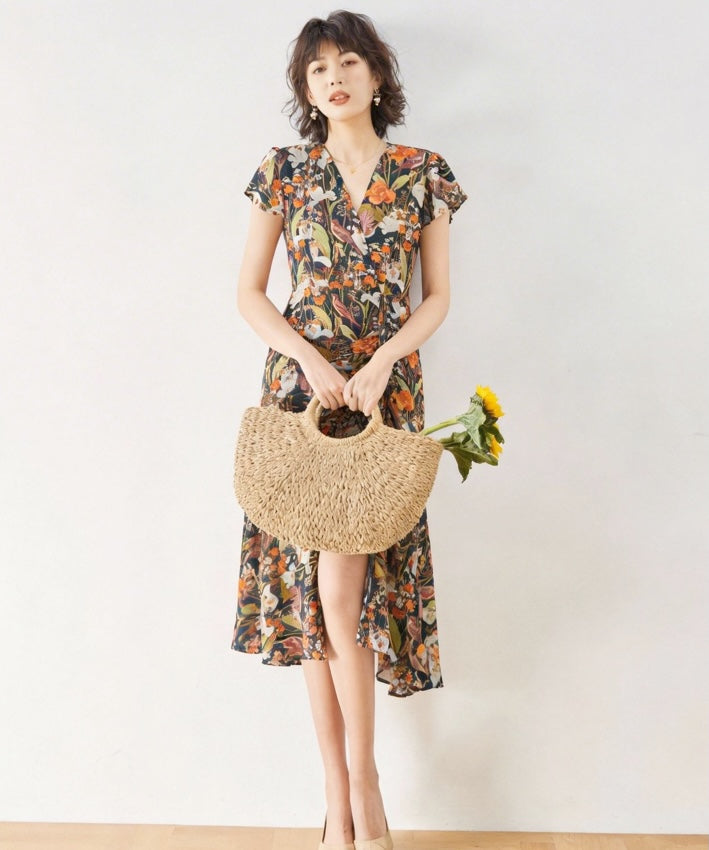 Autumn Garden Wrap Dress