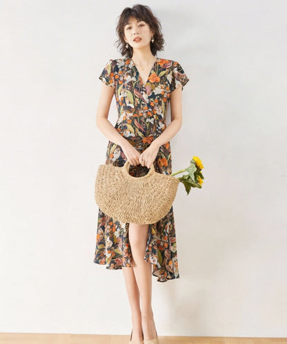 Autumn Garden Wrap Dress