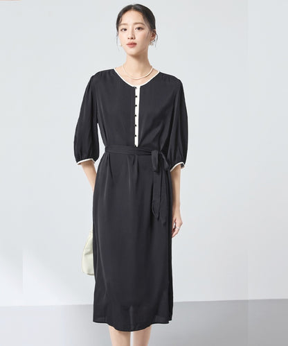 Obsidian Buttoned Midi Dress