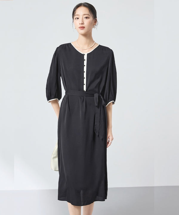 Obsidian Buttoned Midi Dress