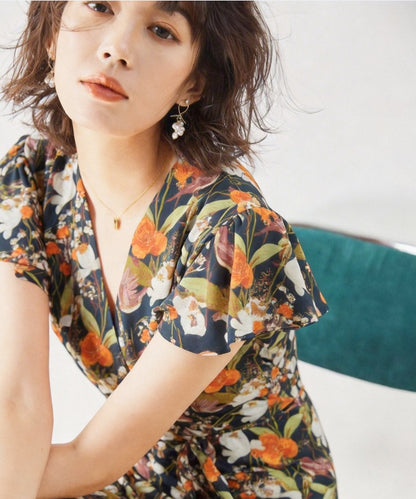 Autumn Garden Wrap Dress