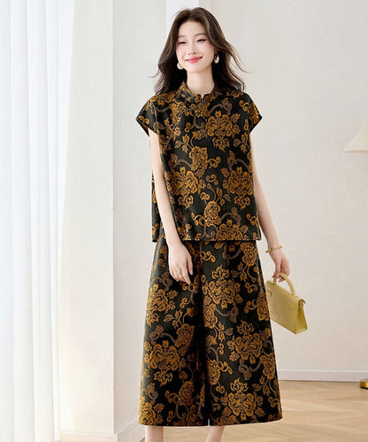 Imperial Midnight Brocade Cheongsam Set