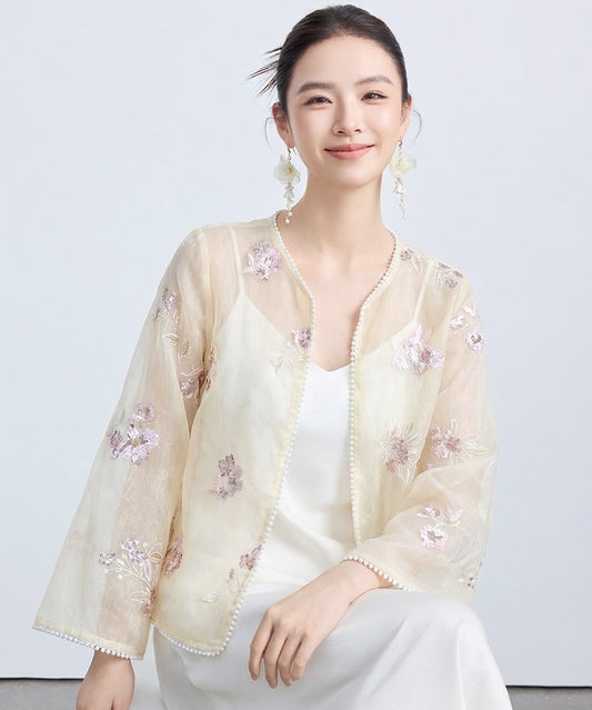 Pearl Bloom Sheer Cheongsam Jacket