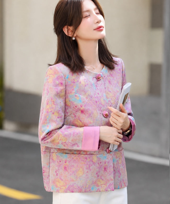 Cheongsam-Jacke aus Jacquard mit vergoldetem Landschaftsmotiv