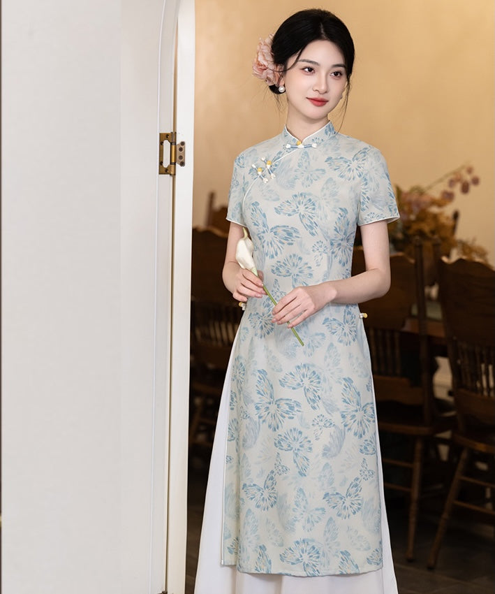 Olivgrüne Cheongsam mit Neckholder