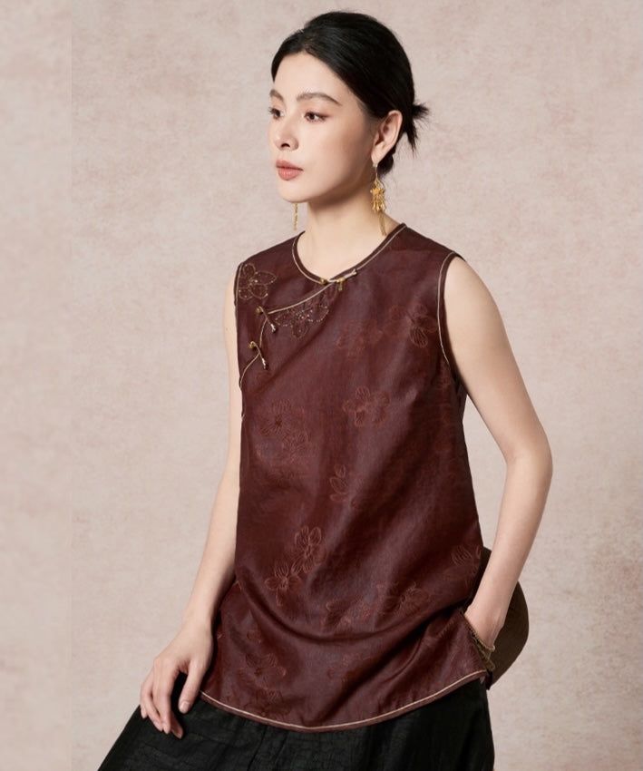 Chestnut Whisper Cheongsam Top