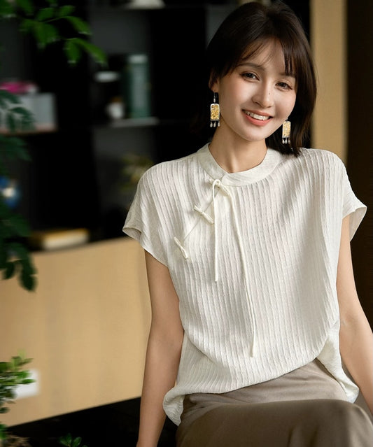 Ivory Whisper Silk Oriental Top