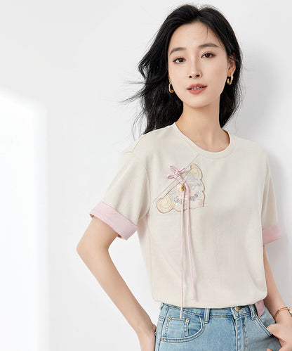 Oriental Touch Pastel Crew Neck T-Shirt