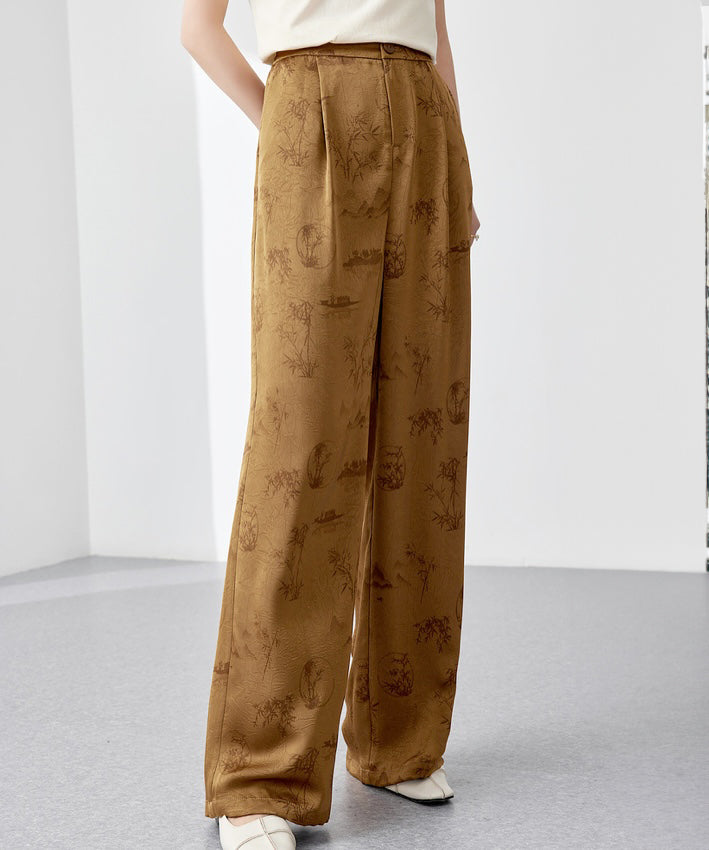 Gold Caramel Oriental Print Pants