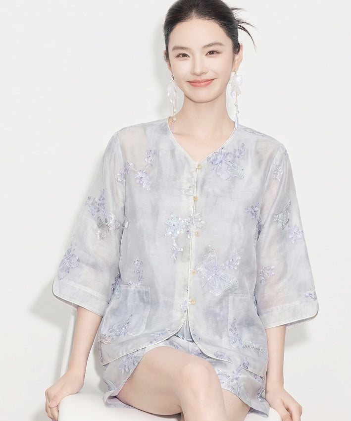 Aveline Silver Mist Cheongsam Set