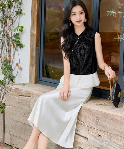 Noir Belle Cheongsam Top & Strap Dress Set