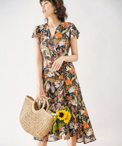 Autumn Garden Wrap Dress