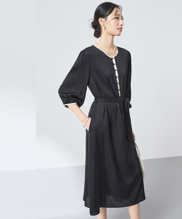 Obsidian Buttoned Midi Dress