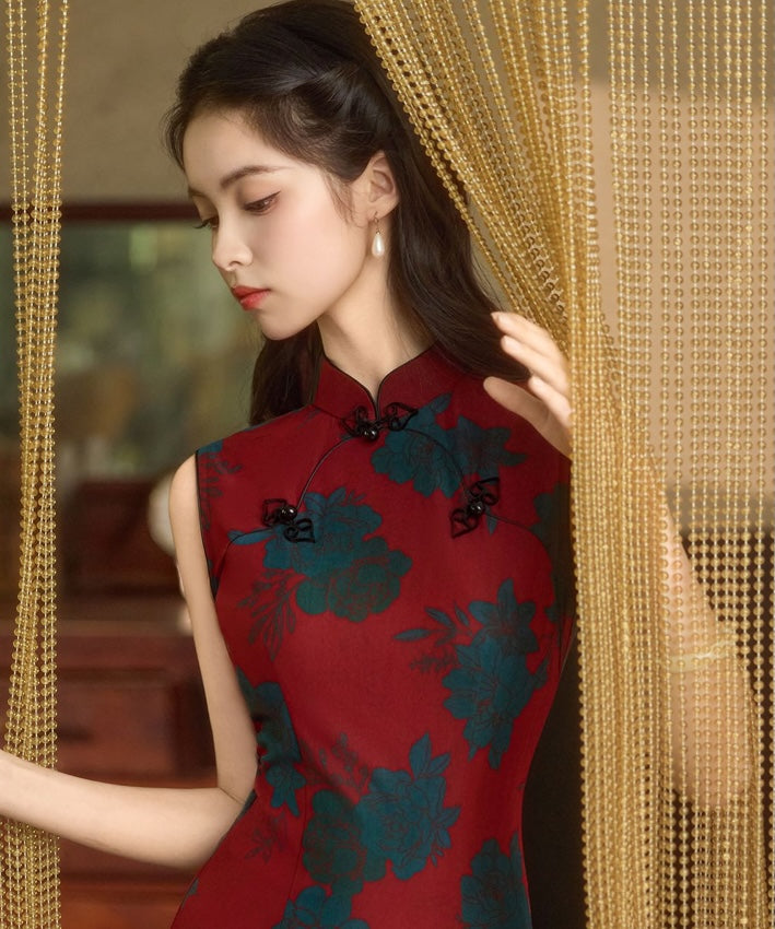 Olivgrüne Cheongsam mit Neckholder