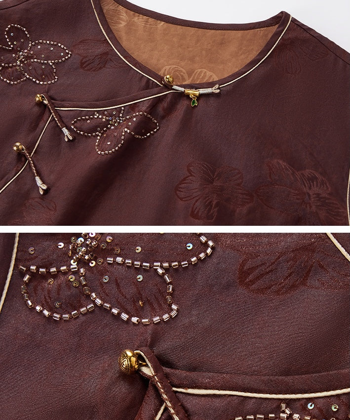 Chestnut Whisper Cheongsam Top