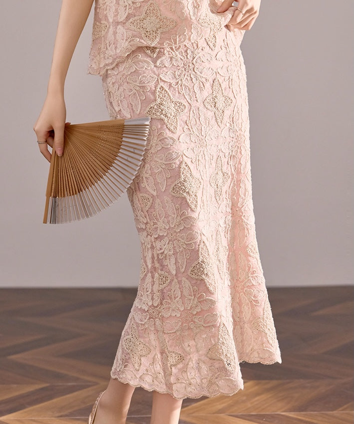 Serenelle Blush Lace Cheongsam Set
