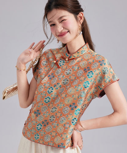 Mandarin Bloom Silk Oriental Top