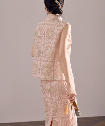 Serenelle Blush Lace Cheongsam Set