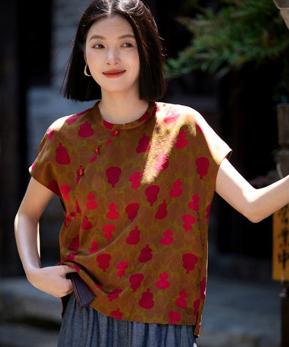 Pomegranate Charm Silk Oriental Top