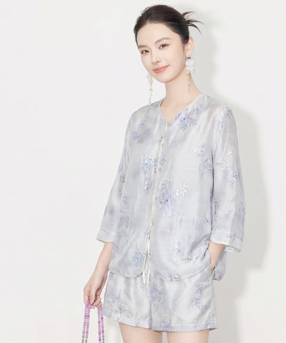 Aveline Silver Mist Cheongsam Set