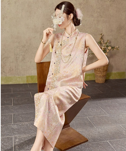 Celestine Blush Brocade Cheongsam Set