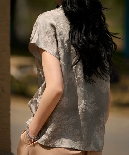 Top alla coreana in jacquard rosa