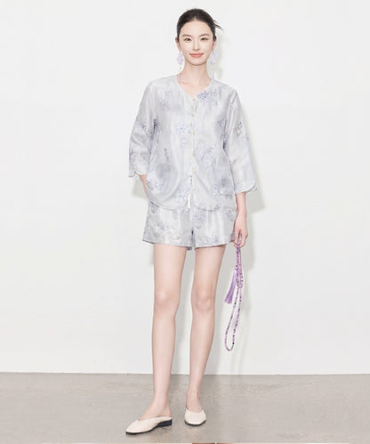 Aveline Silver Mist Cheongsam Set