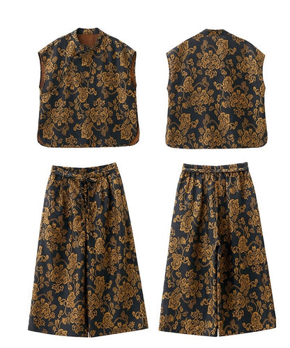 Imperial Midnight Brocade Cheongsam Set