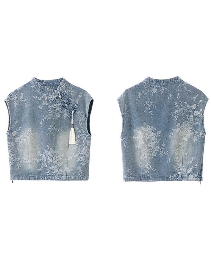 Aerin Denim Cheongsam Set