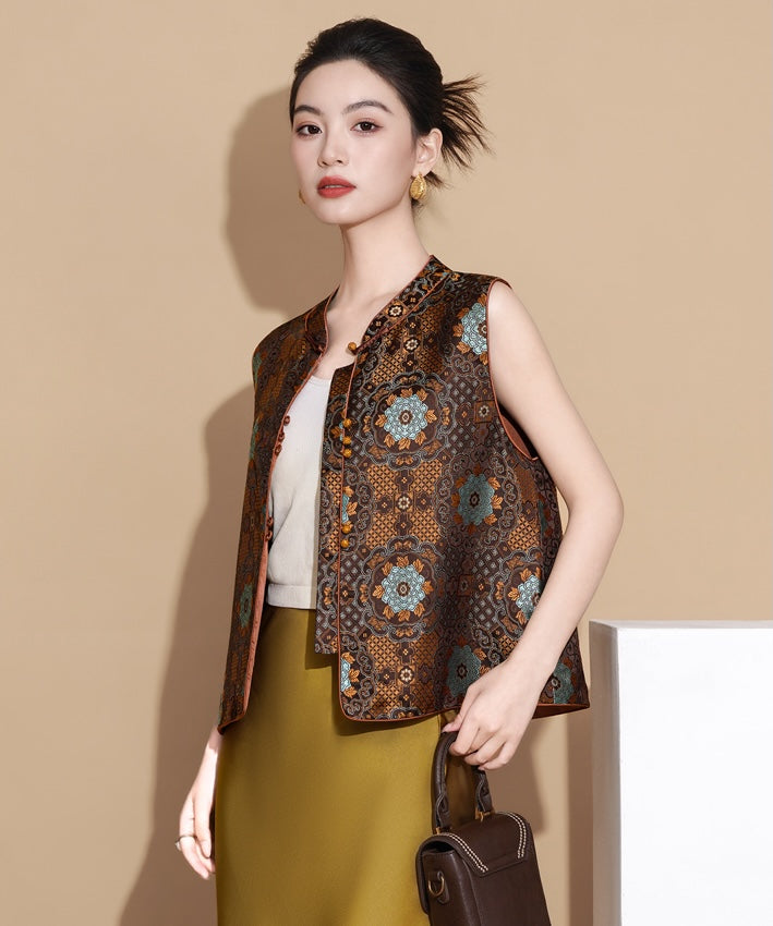 Áo ghi-lê gấm phong cảnh hoa hồng