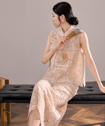 Serenelle Blush Lace Cheongsam Set