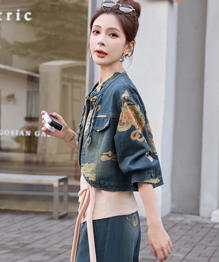 Ensemble haut qipao Noir Belle et robe à bretelles