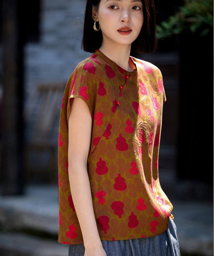 Pomegranate Charm Silk Oriental Top
