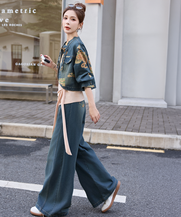 Ensemble haut qipao Noir Belle et robe à bretelles