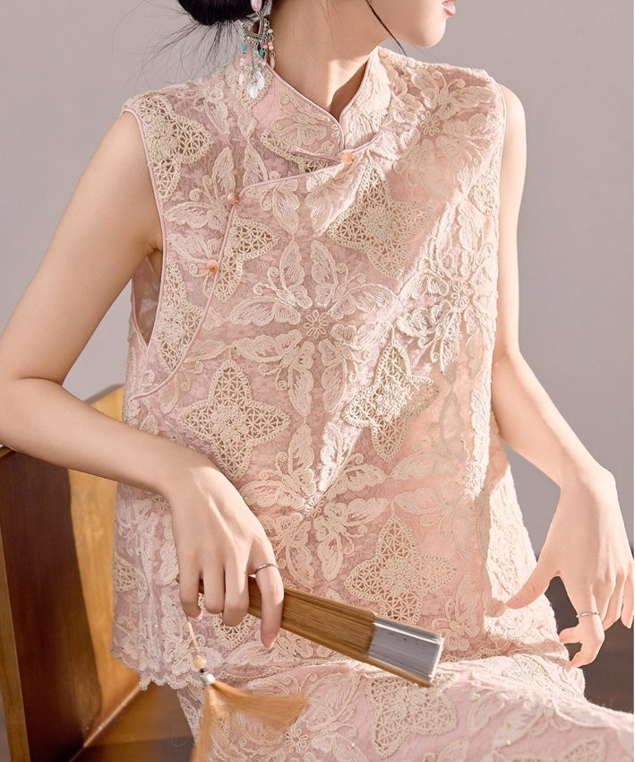 Serenelle Blush Lace Cheongsam Set