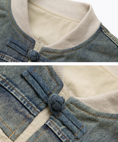 Denim Contrast Cheongsam Jacket