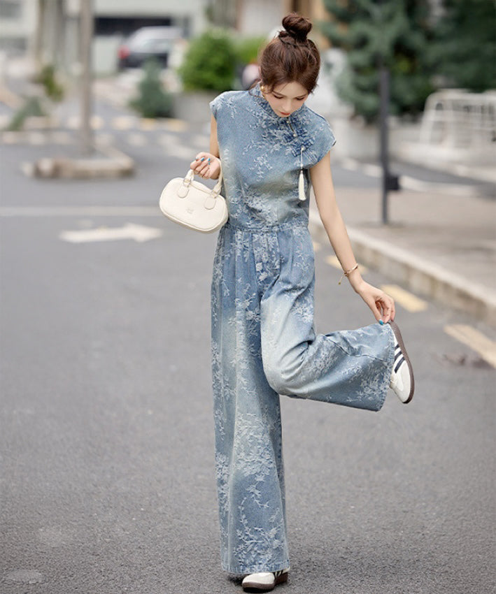 Aerin Denim Cheongsam Set