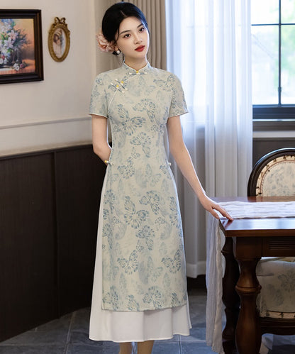 Olivgrüne Cheongsam mit Neckholder