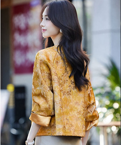 Veste qipao en brocart équestre