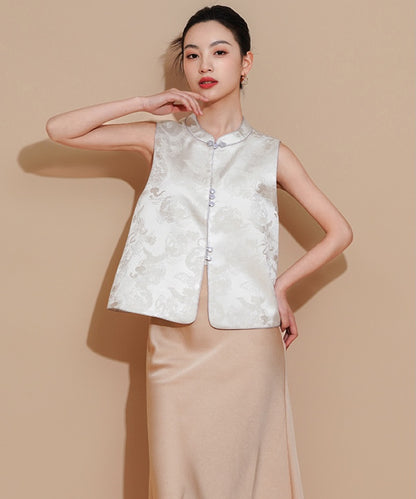 Gilet haut en jacquard paysager rose