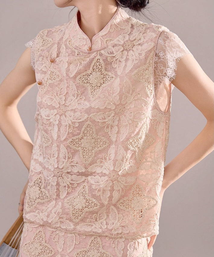 Serenelle Blush Lace Cheongsam Set