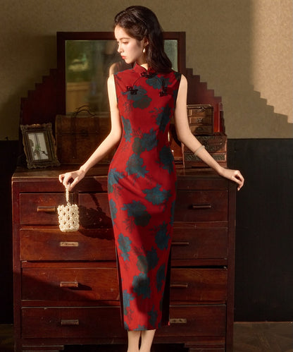 Olivgrüne Cheongsam mit Neckholder